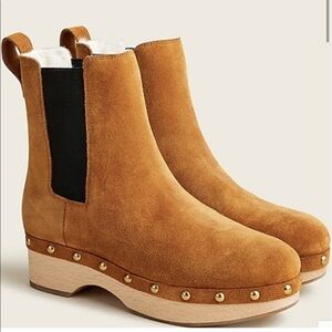 J.crew Faux-fur lined clog boots in suede BD336